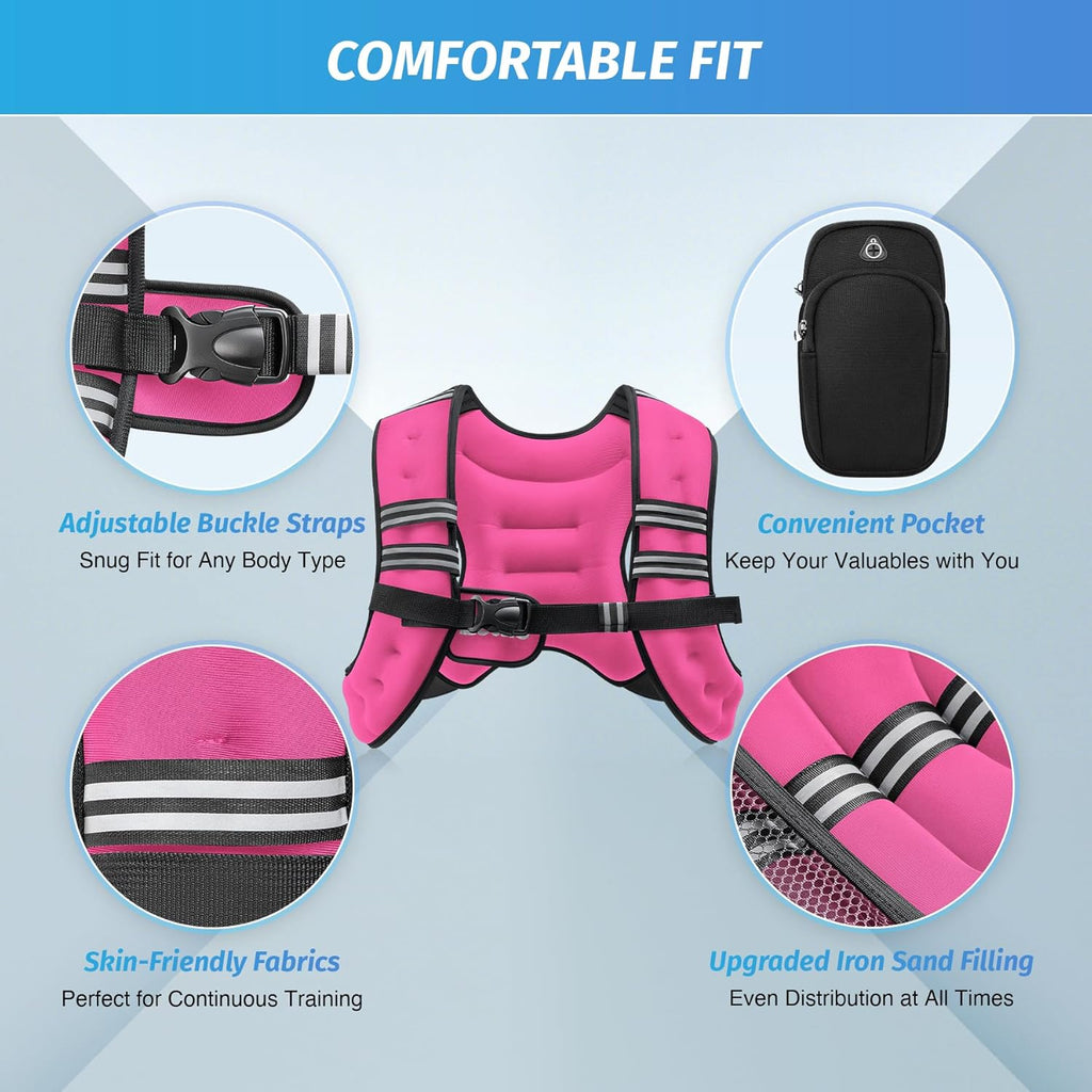 ZELUS Weighted Vest - Adjustable 6lb to 30lb | Reflective Stripe for Enhanced Workout Performance