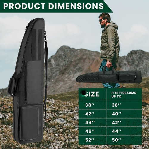 HUNTSEN Soft Double Rifle Case - Padded Handle, Adjustable Sling, Dual Lockable Zippers | 38" to 52" Sizes