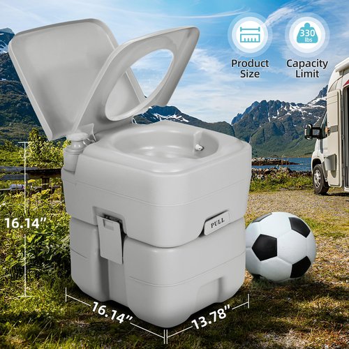YITAMOTOR Portable Camping Toilet, RV Travel composting toilet with 20L Detachable Waste Tank, Double Water Spouts, Portable Toilet for Camping, Hiking