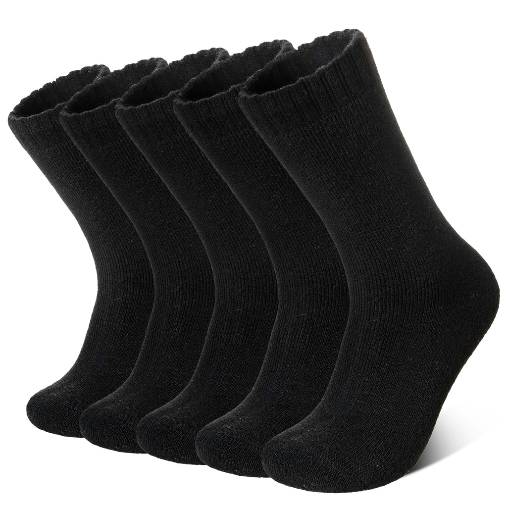 Velice Merino Wool Socks for Women 5 Pairs Warm Winter Hiking Thick Thermal Cozy Boot Work Soft Ladies Crew Socks(5 Pairs Black Socks)