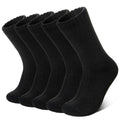 Velice Merino Wool Socks for Women 5 Pairs Warm Winter Hiking Thick Thermal Cozy Boot Work Soft Ladies Crew Socks(5 Pairs Black Socks)
