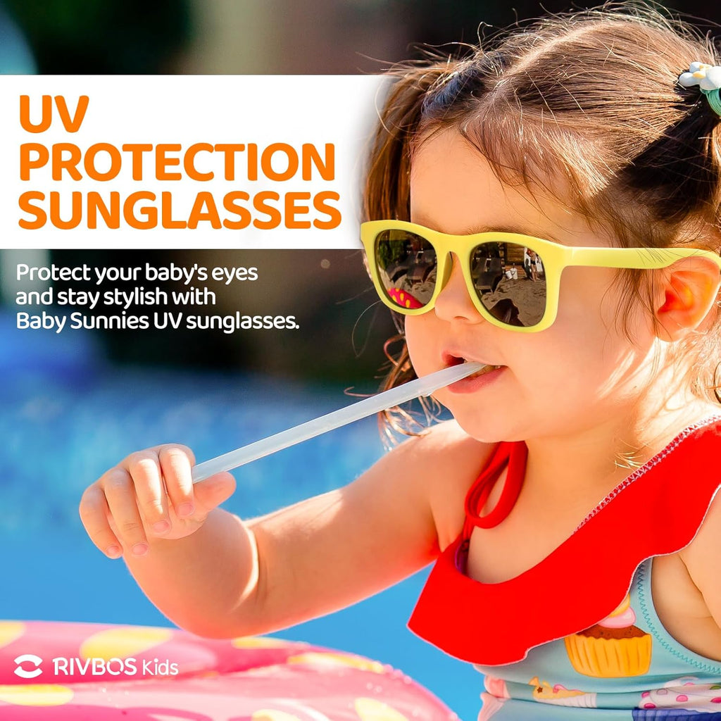 RIVBOS Baby Sunglasses - UV400 Polarized Protection with Flexible Strap | For Infants & Toddlers (0-24 Months)