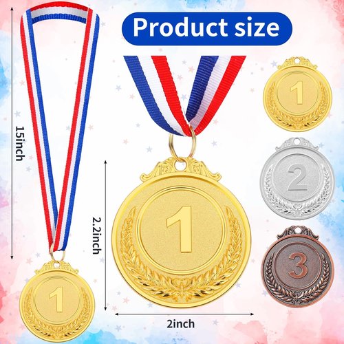 Gold, Silver & Bronze Medals - 15Pcs Award Set for Competitions, Sports Events & Celebrations