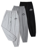 EXARUS Girls Sweatpants Joggers Teen Sweat Pants 3 Pack Kids with Pockets Drawstring Baggy High Waisted Preppy Cute Youth 14Y