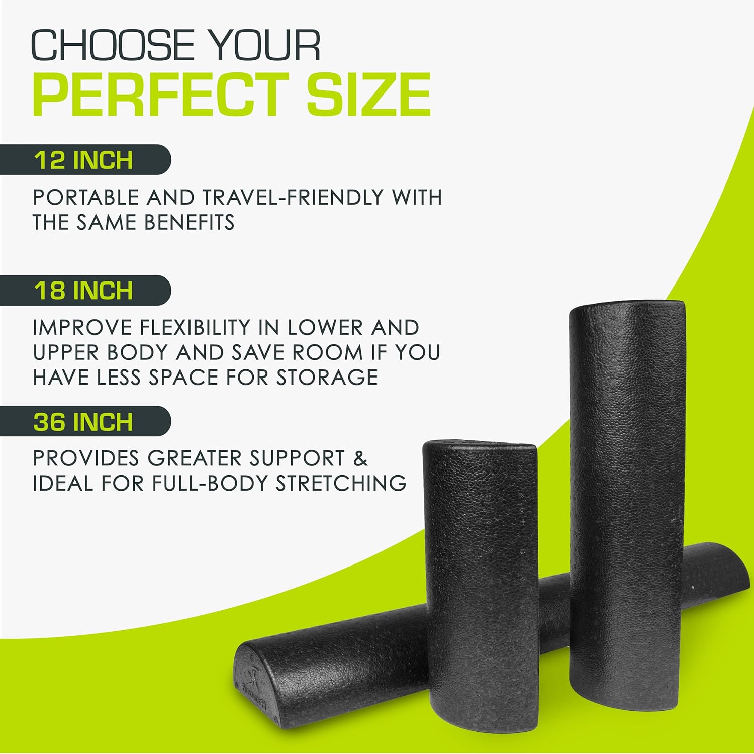 ProsourceFit High Density Foam Roller - Firm Full Body Massager for Back Stretching & Yoga | 36 Inches Long
