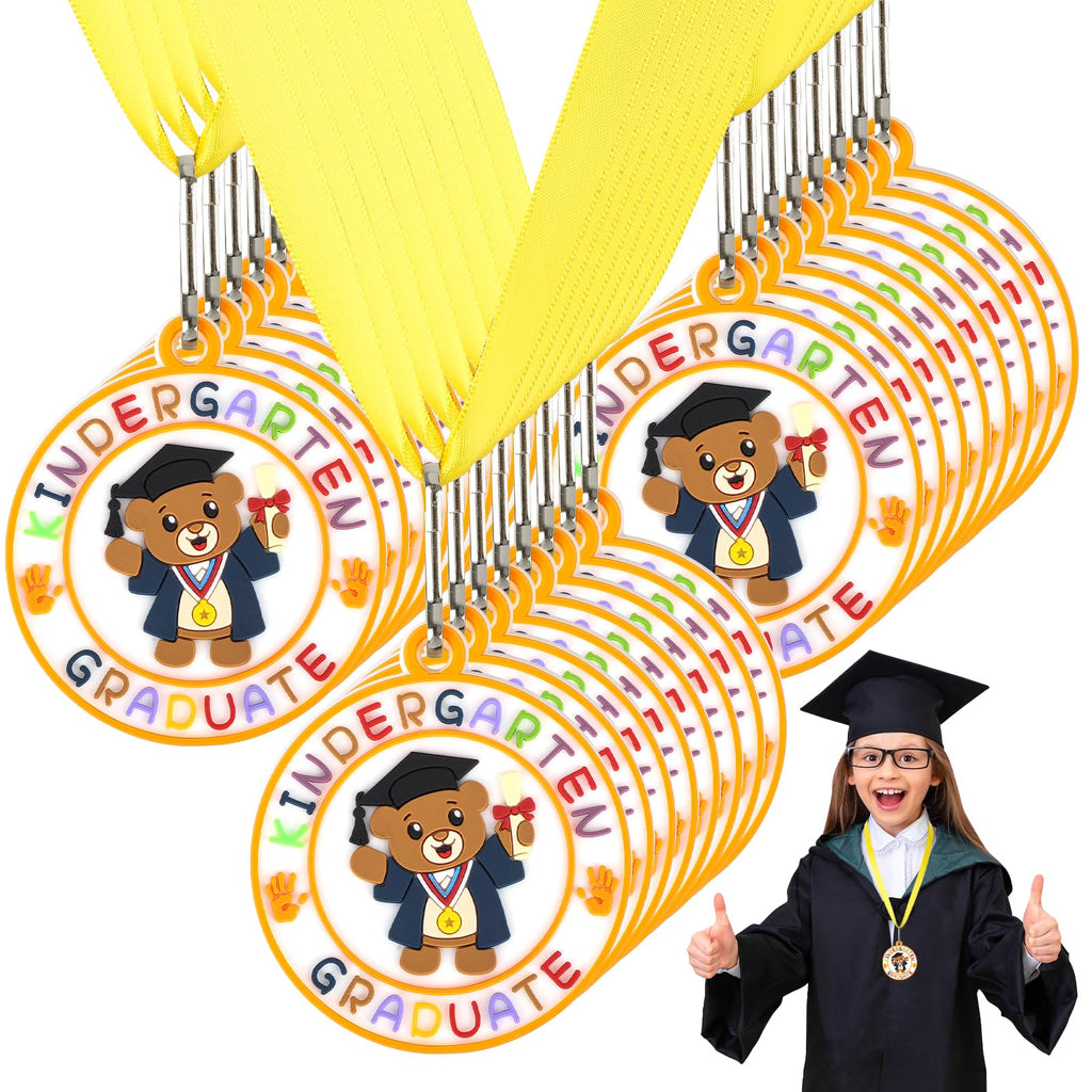 Hedeey Kindergarten Graduation Medal for Kids Preschool Pre-k Graduation Award Medals with Neck Ribbon for School Student Graduation Party Gifts Favors(24 Pcs, 2 Inch)