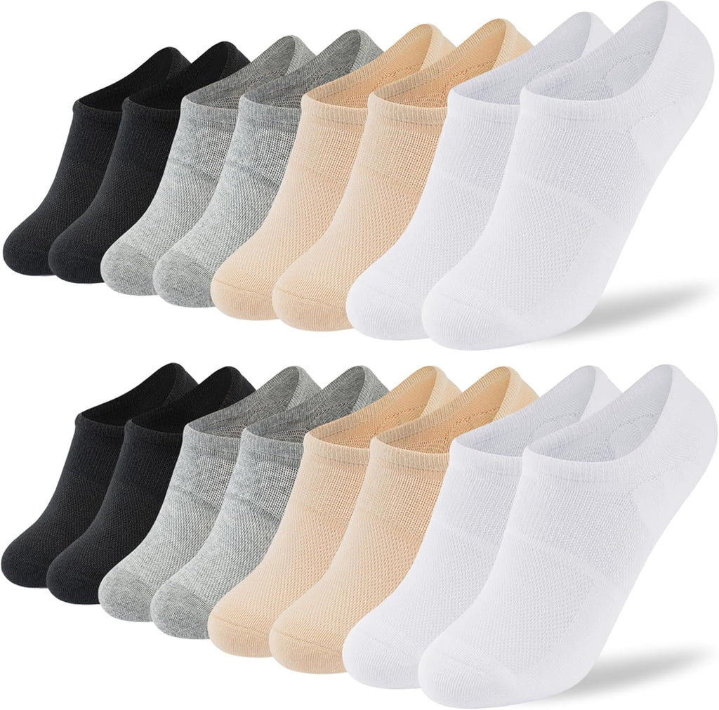 Time May Tell No-Show Socks - 8 Pairs Women's Non-Slip Low Cut Ankle Invisible Running Socks