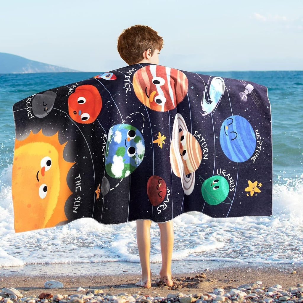 WERNNSAI Kids Beach Towel - 30” x 60” Ultra Absorbent Sand-Free Swim Towel for Boys | Quick-Dry Soft Blanket