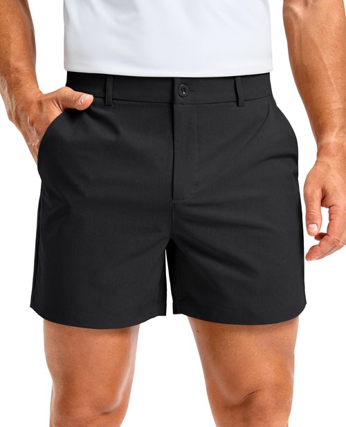 Soothfeel Men's Casual Shorts 5/7 Inch Golf Dress Shorts for Men Flat Front Work Lightweight Quick Dry with 4 Pockets Black-L5_W32