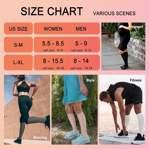 Iseasoo 4 Pairs Compression Socks for Women Circulation-Best Support for Nurses,Running,Athletic,Travel