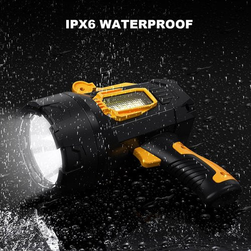 MIXILIN Rechargeable Spotlight 2,000,000 Lumens, Super Bright LED Spotlight Flashlight Outdoor with COB Light & Foldable Tripod, 10000ɱAh Long Lasting Large Handheld Spot Light for Boating Camping