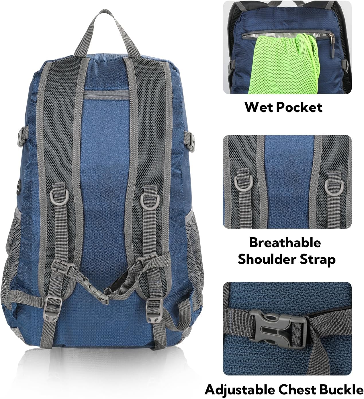 WATERFLY Lightweight 30L Packable Hiking Backpack - Ultralight Travel Daypack for Men & Women