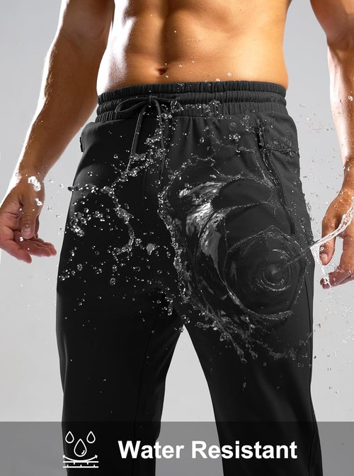 G Gradual Men's Fleece-Lined Winter Pants - Warm Athletic Joggers with 3 Zipper Pockets