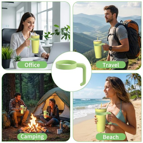 30 oz Tumbler Handle for Frost Buddy Togo Buddy, Anti Slip and Easy to Carry Travel Mug Grip for Frost to Go Buddy Tumbler, Suitable for Driving, Outdoor & Office Use (Green)
