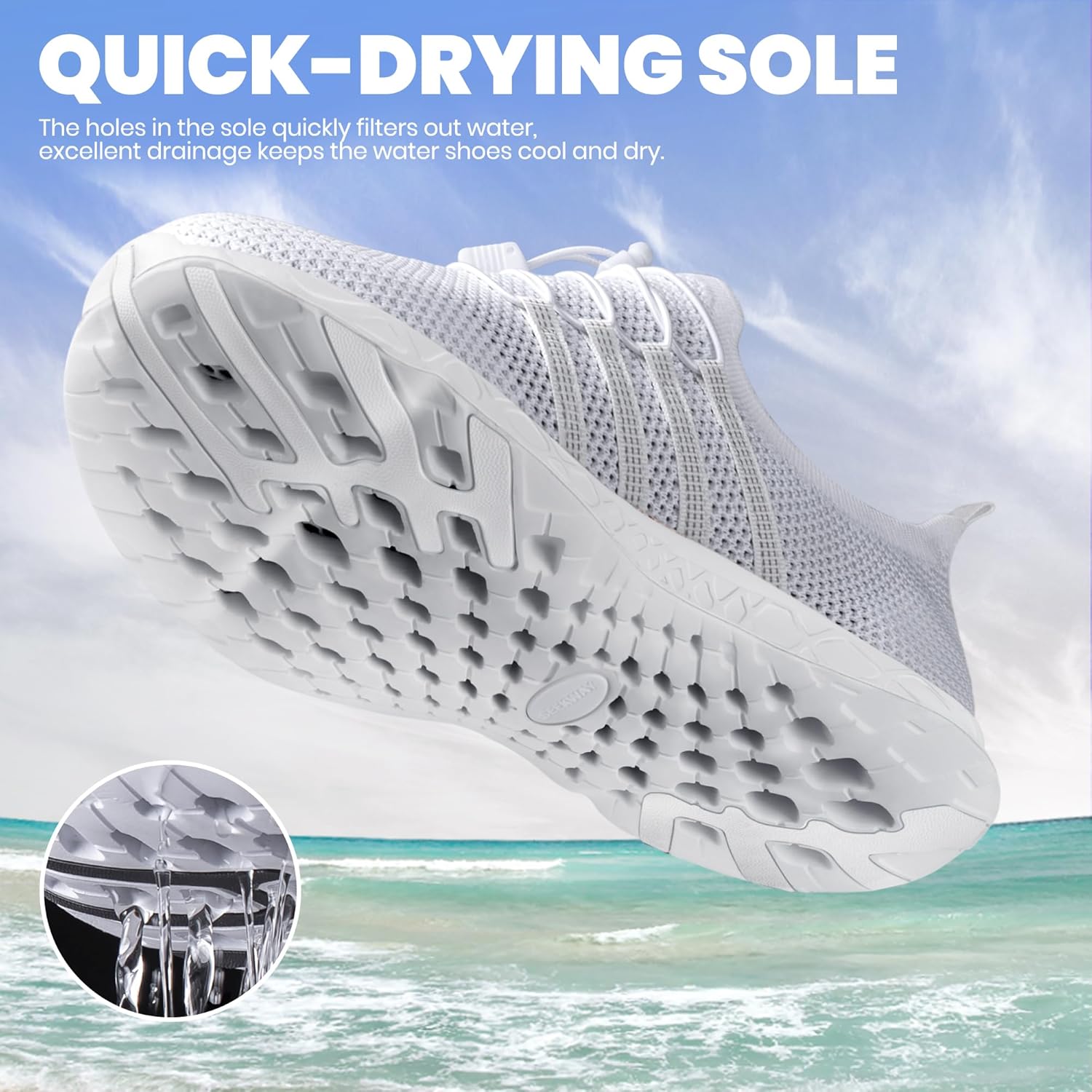 SEEKWAY Quick Dry Water Shoes for Men & Women - Barefoot Aqua Shoes for Beach, Surf & Pool Activities