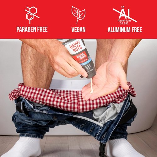 Happy Nuts Comfort Cream Deodorant - Aluminum-Free Anti-Chafing & Odor Control for Men | 3.4 Fl Oz, Morning Driftwood