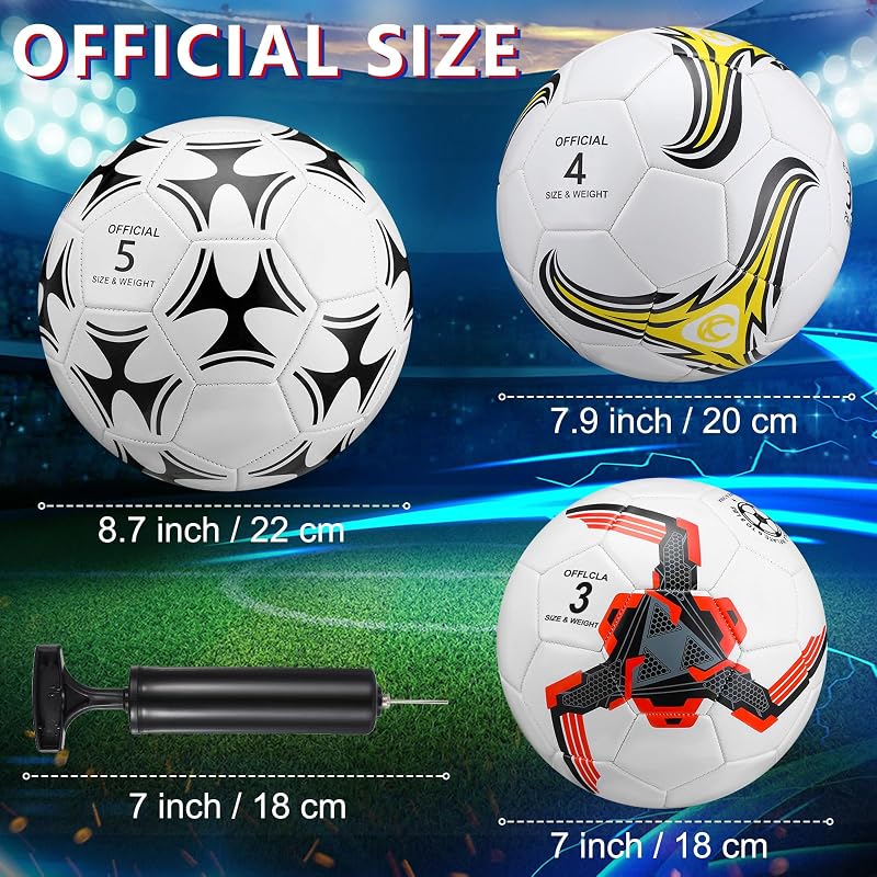 Tradder Size 3+Mixed Style Soccer Balls with Pump - 4 Pack Deflated