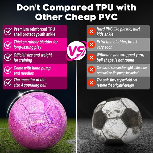 Glitter Pink Size 4 Soccer Ball by [Brand Name] - Perfect for Kids Aged 4-12 | Outdoor Sports Training
