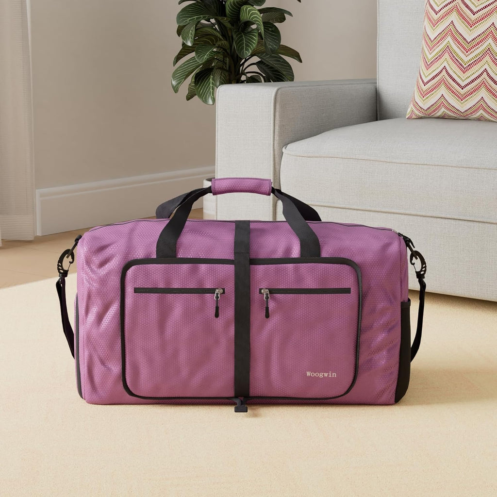 Woogwin Travel Duffel Bag - Large Waterproof Foldable Overnight Bag for Gym & Beach Activities