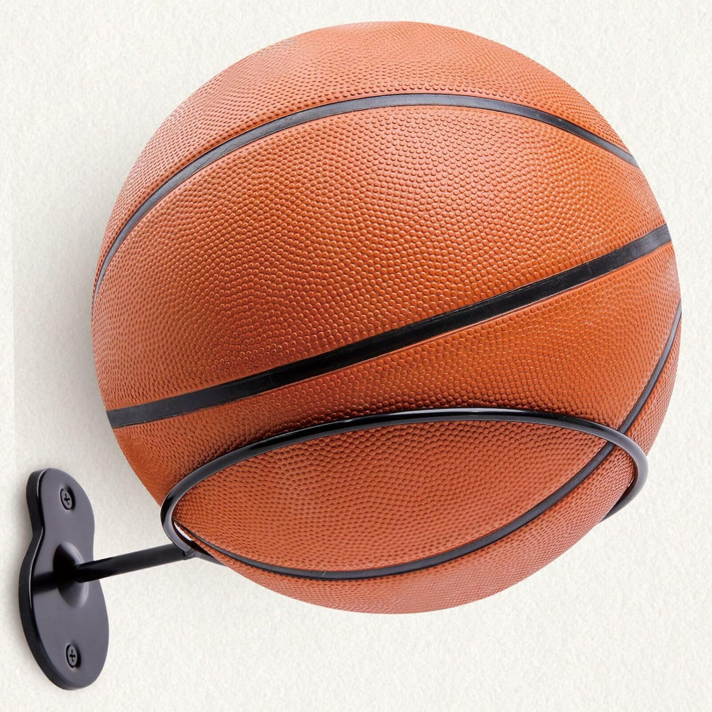 Skiennix Basketball Holder Wall Mount - 7-Inch Diameter Metal Ball Storage Rack | 2-Pack Sports Organizer