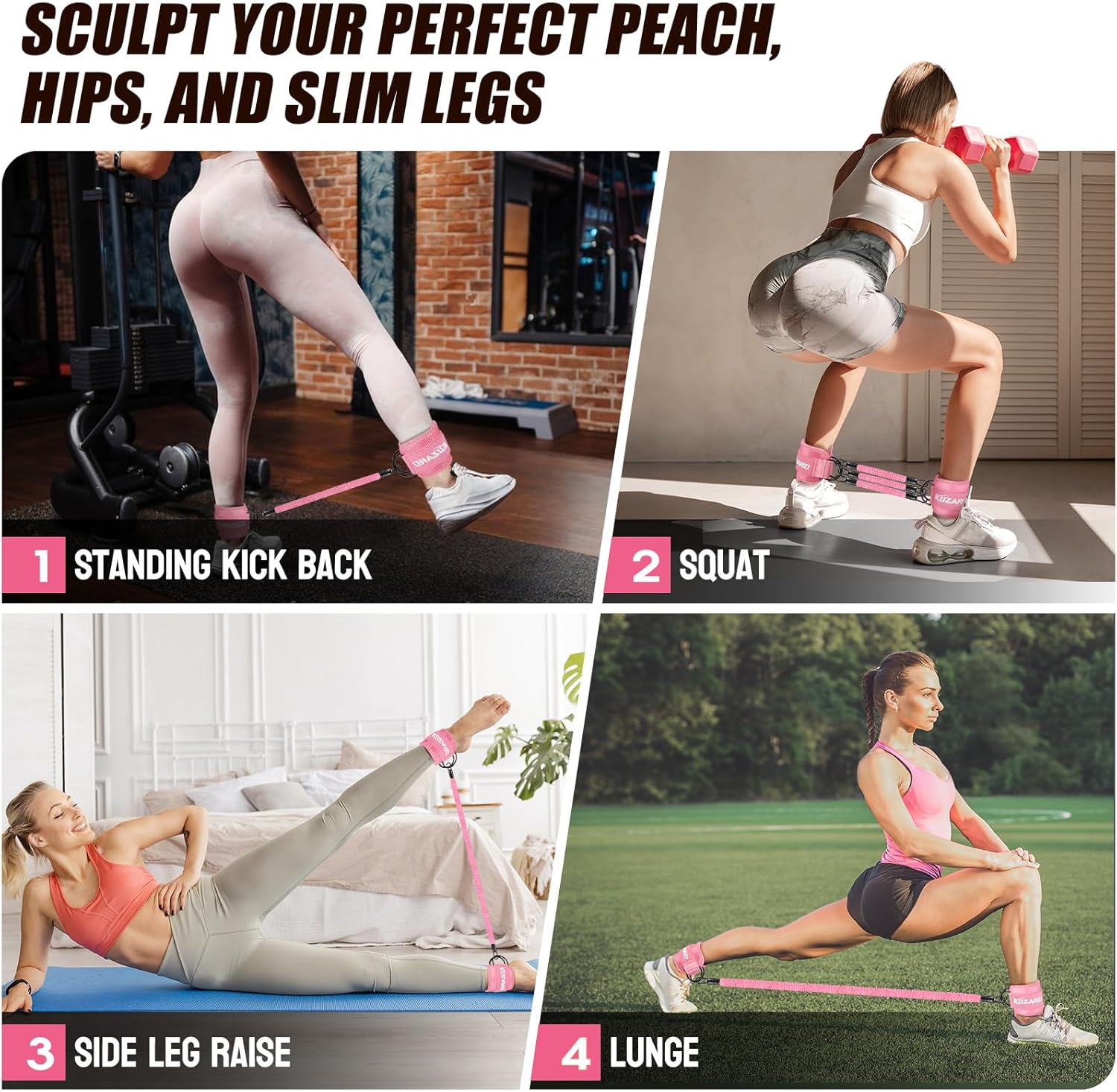 Skiennix Ankle Resistance Bands - Adjustable Cuffs for Leg & Glutes Workouts | Home Gym Fitness Equipment