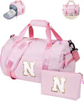 Skiennix Girls Travel Duffle Bag - Personalized Overnight Bag with Shoe Compartment & Makeup Pouch | Letter N