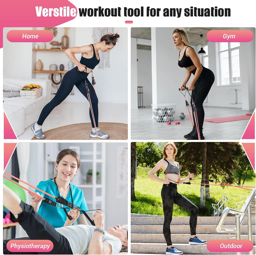 Skiennix Resistance Bands - 5 Level Workout Bands with Handles for Women | Ideal for Yoga & Pilates