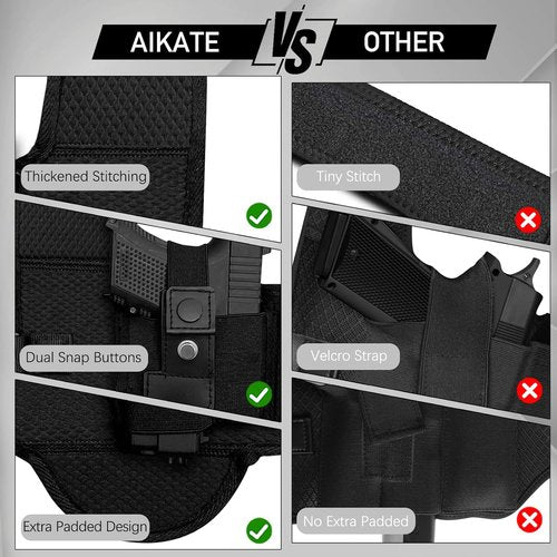 AIKATE Shoulder Holster - Universal Chest Holster for 9mm Pistols with Magazine Pouch | Fits Glock, Sig, S&W