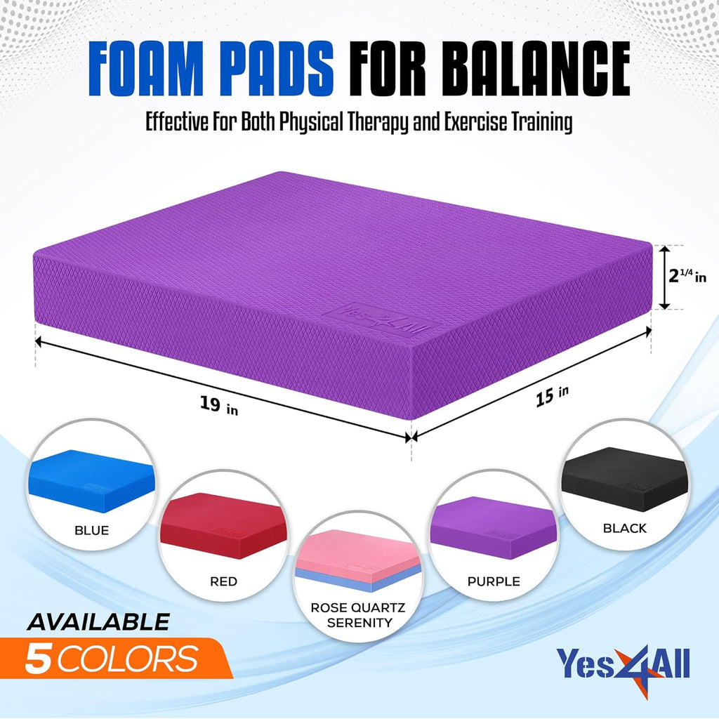 Yes4All Balance Pad - Nonslip TPE Foam for Fitness & Yoga | Upgraded Sizes L, XL, XXL in Multicolor