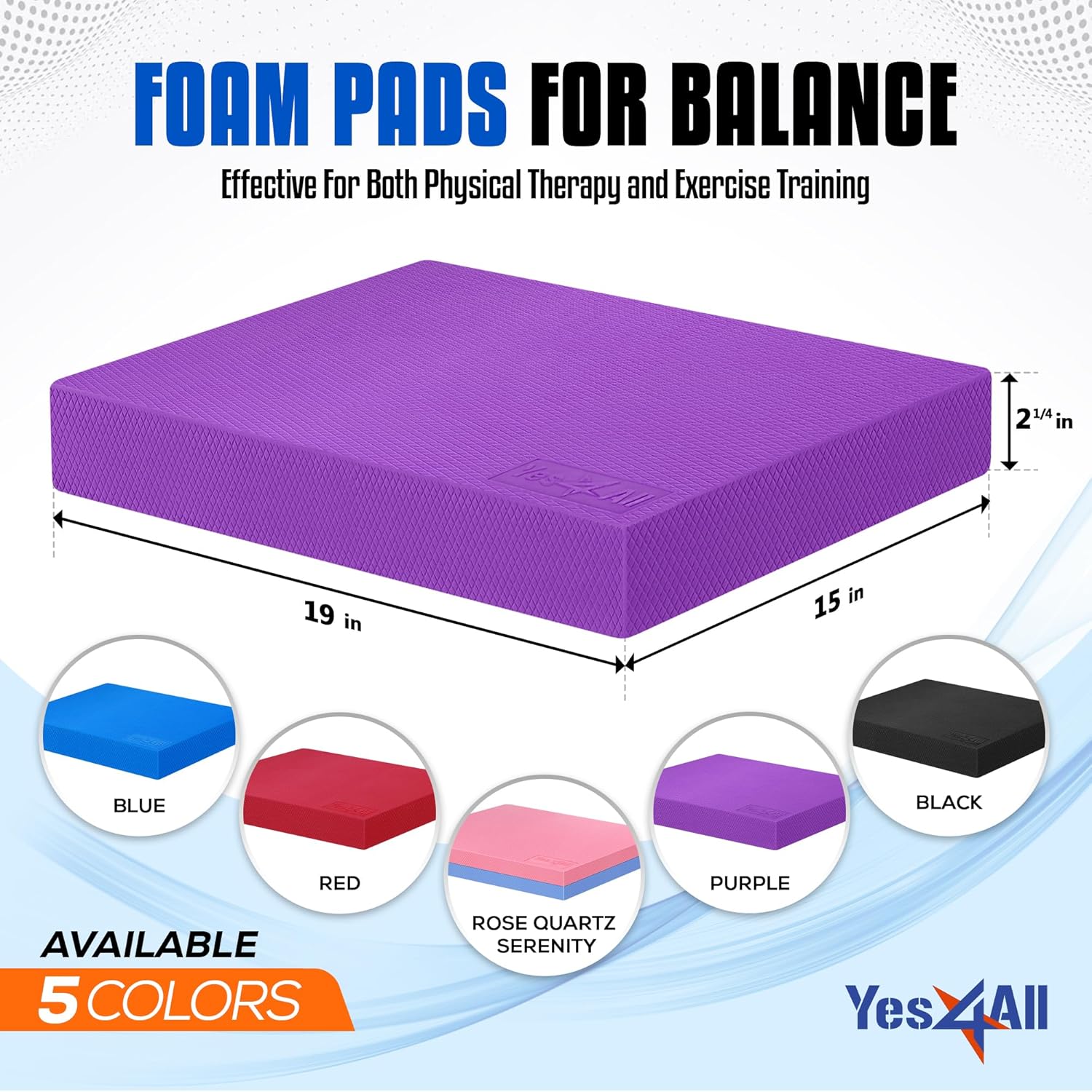 Yes4All Balance Pad - Nonslip TPE Foam for Fitness & Yoga | Upgraded Sizes L, XL, XXL in Multicolor