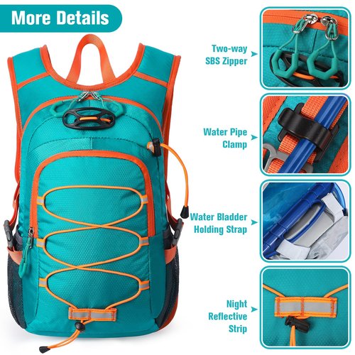 Unineovo 12L Kids Hiking Backpack, Small Hydration Backpack, Waterproof Kids Camping Daypack 5-12, No Water Bladder…
