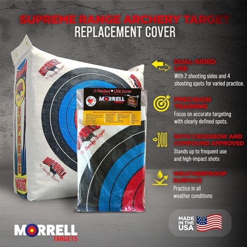 Morrell Weatherproof Supreme Range Archery Bag | 2-Pack Target Replacement Cover - White, 2 Sides, 4 Spots
