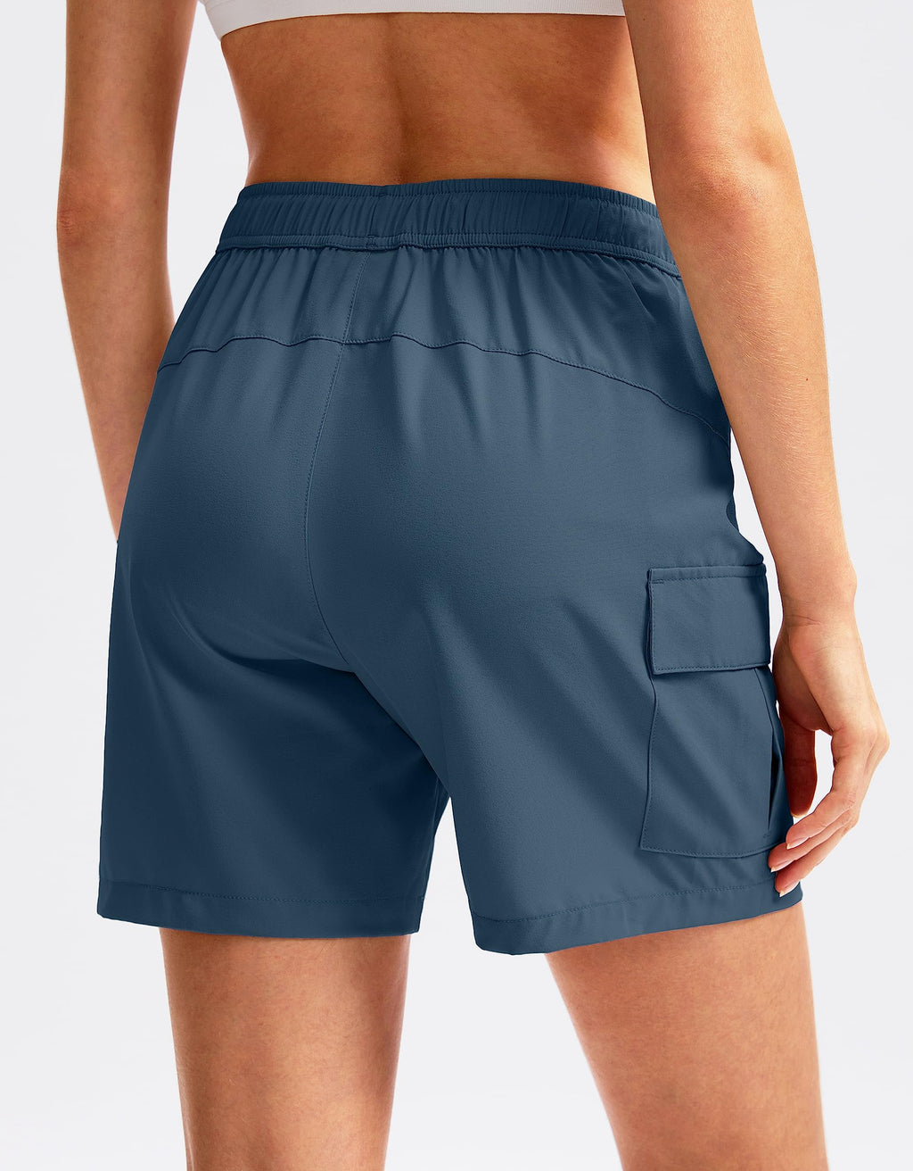 SANTINY Women's 5''/ 7''/9'' Hiking Cargo Shorts Quick Dry Lightweight Summer Shorts for Women Athletic Golf Zipper Pockets(Dusty Blue_XS)