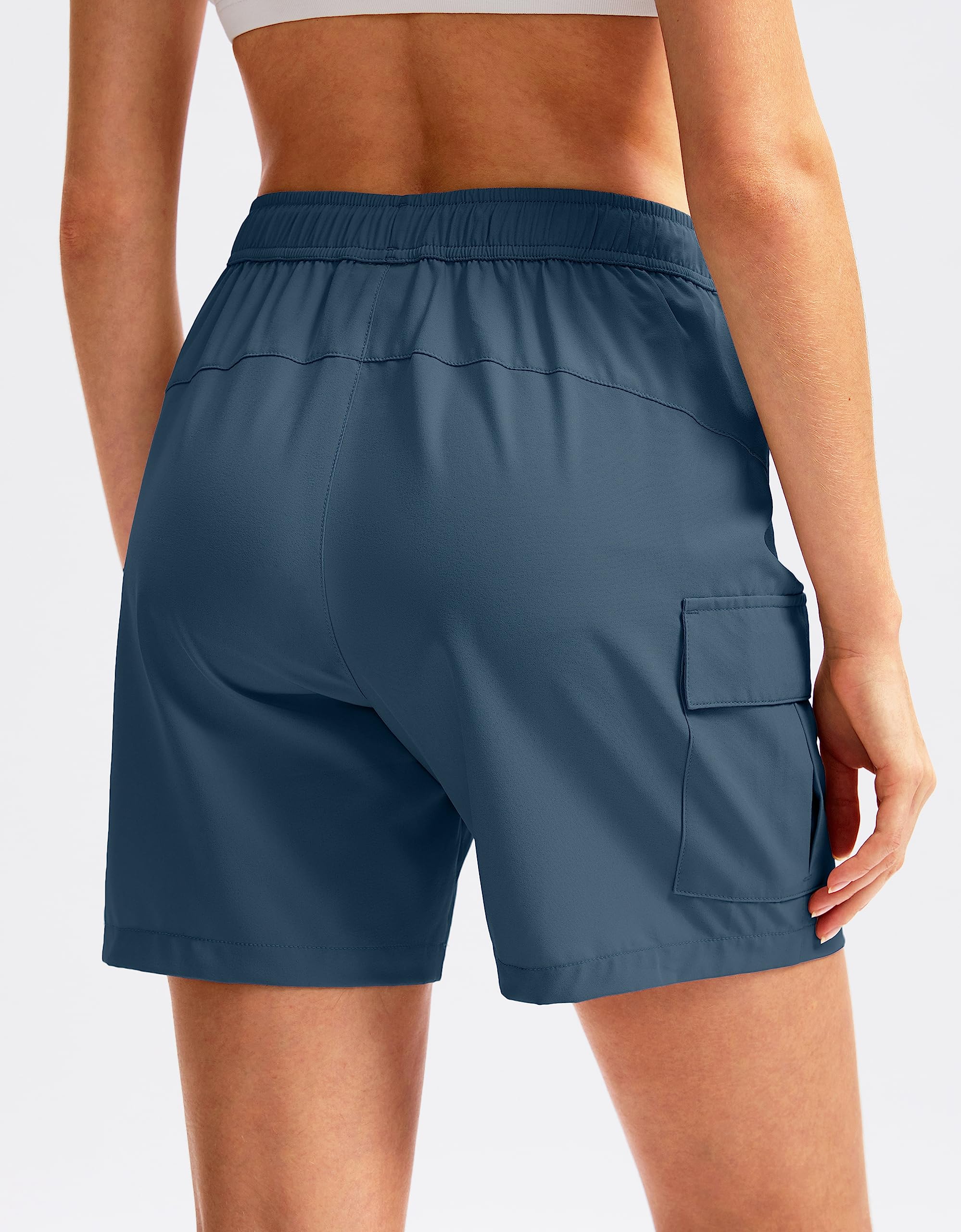 SANTINY Women's 5''/ 7''/9'' Hiking Cargo Shorts Quick Dry Lightweight Summer Shorts for Women Athletic Golf Zipper Pockets(Dusty Blue_XS)