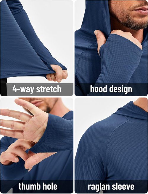 MAGCOMSEN Men's Sun Shirt - UPF 50+ Long Sleeve Lightweight Hoodie for Quick Dry Performance | Ideal for Hiking & Workouts