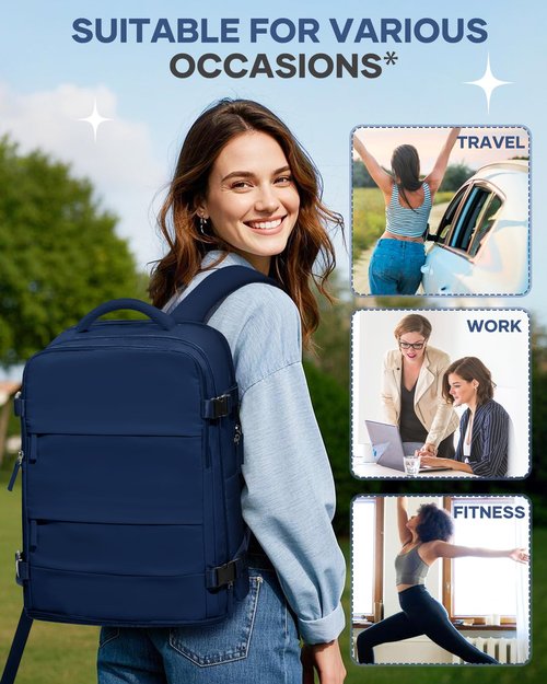 coofay Travel Backpack Carry On Backpack Personal Item Travel Bag Mochila De Viaje Carry On Backpack For Airplanes Traveling Backpack For Women Gym Backpacks College Backpacks Sapphire Blue