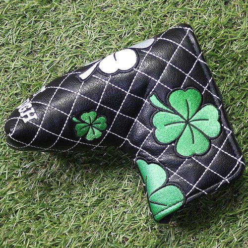 PINMEI Golf Head Covers Blade Putter Cover Blade Headcover Magnetic Embroidered Four-Leaf Clover Design Synthetic Lether Fit for Titleist Callaway Ping Taylormade Cobra Ect.