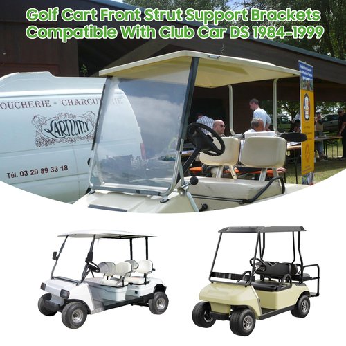 10L0L Golf Cart Front Roof Strut Brackets for Club Car DS (84-99) with Steel Screw Bushings Repair Kit, Heavy Duty Strut Support Reinforcement Repair