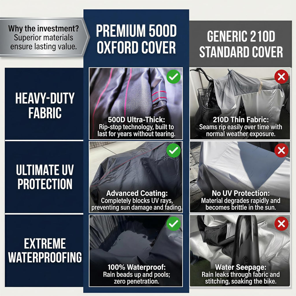 Skiennix Bike Cover - 500D Heavy Duty Waterproof Protection | Fits 1-3 Bikes, Windproof & Reflective Strips