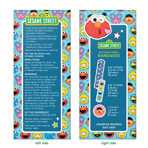 Sesame Street Kids Bandages, 100 CT | Great for Birthdays, Party Supplies Favors, Stickers, Stocking Stuffer or White Elephant Gift | Adhesive Bandages for Minor Cuts, Scrapes, Burns
