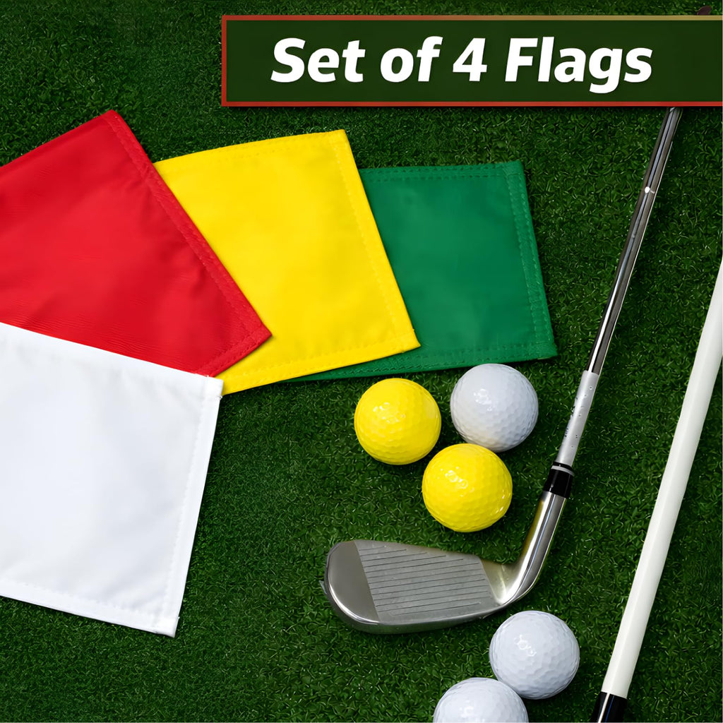 Set of 4 Single Sided 8x6 Inches Solid Golf Polyester Flag - Mini Putting Green Flags for Backyard Practice in 420D Nylon - Small Banner Solids with Tube Inserted - Solid Flags for Indoor or Outdoor