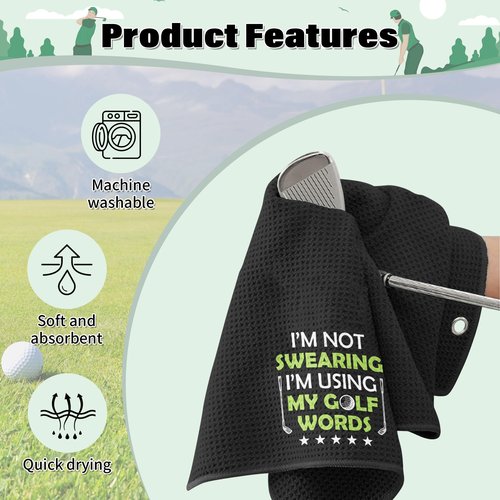 PIUFAM Embroidered Golf Towel, I'm Not Swearing I'm Using My Golf Words Funny Golf Towel, Golf Accessories for Men, Golfs Gift for Men, Gift for Dad Grandpa Birthday Gifts for Christmas Thanksgiving
