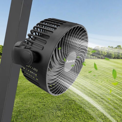Magnetic Golf Cart Fan Rechargeable, 12000mAH Battery Operated Portable Fan with 3 Speeds, LED Lantern, Magnetic Base, Compatible with EZGO Club Car Yamaha, Golf Cart & Cruise Ship Accessories