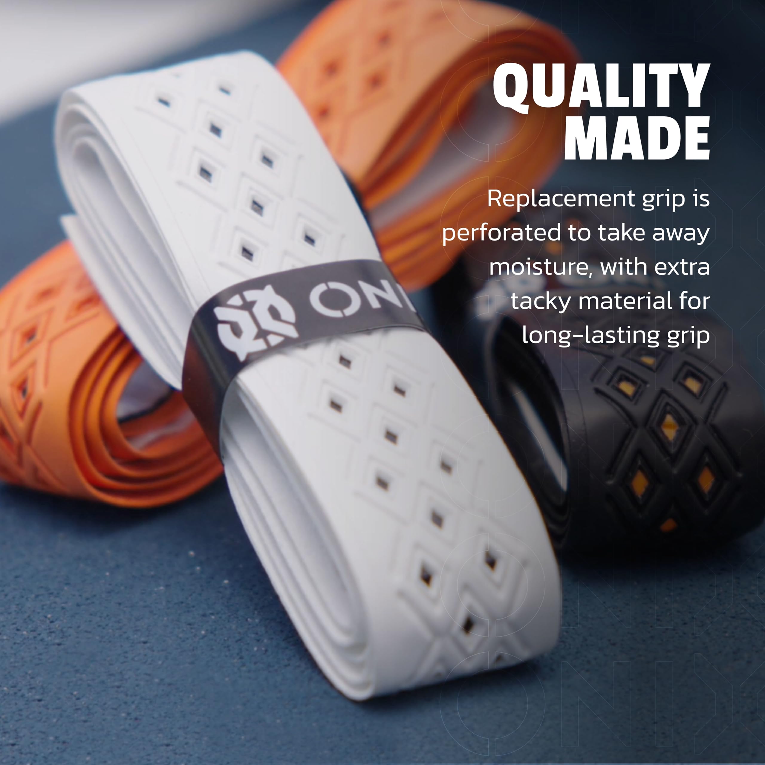 ONIX Pickleball Pro Team Perforated Replacement Grip — Black/Orange for Superior Comfort, Enhanced Control, and Long-Lasting Performance During Play