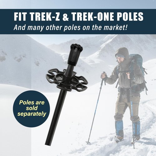 TREKOLOGY Ski Pole Baskets Replacement Set (8-Piece) – 3.4" Snow Baskets for Trekking Poles with 0.55" (1.4cm) Hole Diameter – Universal Fit for Skiing, Snowshoeing, and Hiking Poles - Black