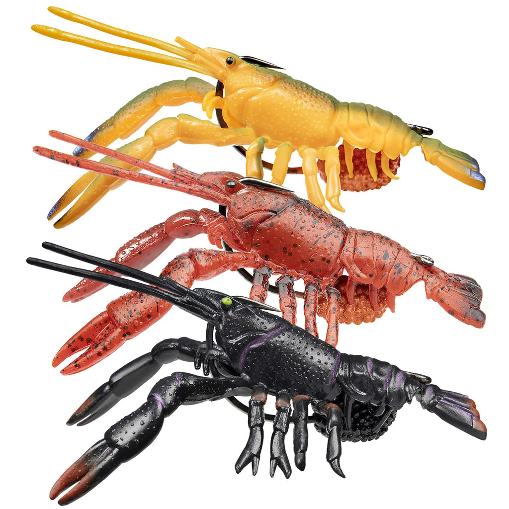 TRUSCEND Pre-Rigged Fishing Jigs, 1:50 Super Durable TPE Bass Fishing Lures, Well-Made Lifelike Soft Crayfish Swimbait, Weedless MarshSwamp Fishing Lure for Trout Crappie Walleye, Keep Separately!
