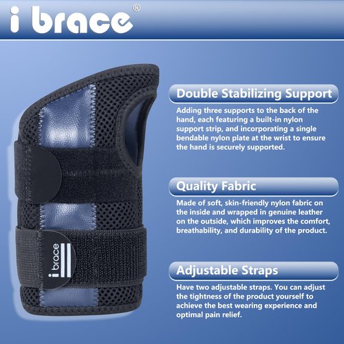 i BRACE Wrist Brace, Wrist Support With Adjustable Straps, Wrist Pain Relief, Suitable for Carpal Tunnel Syndrome, Tendinitis, Arthritis, and Sprains, Wrist Brace for Men and Women, Unisex, Black