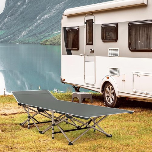 Camping Cot for Adults Sleeping Portable Folding Outdoor Cots for Camping W/Soft Pad Carry Bag for Home Office Nap Beach Travel, 500LBS,Grey