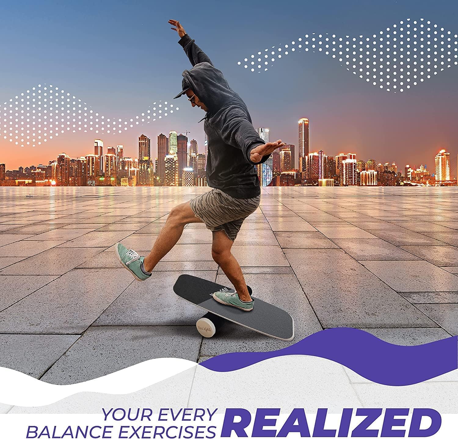 Yes4All Balance Board - Surf Trainer for Enhanced Core Strength & Balance Control | Adjustable Stoppers