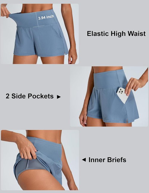 BMJL Women's Athletic Shorts - High Waisted Quick-Dry Running Shorts with Pockets | Sporty Gym Wear